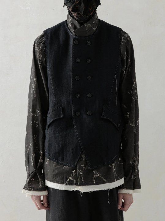 Professor. E25SS｜E Double Breasted Waistcoat (Black) - IMMENSE.TW